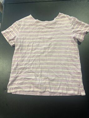 Old Navy Lavender and White Striped Short Sleeve Tee